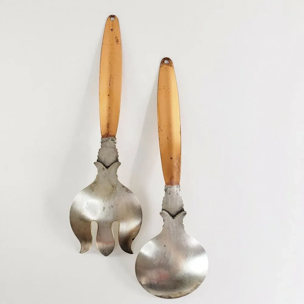 Coppercraft Guild Salad Server Spoon Fork Kitchen Utensil Mid Century Danish